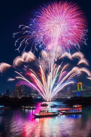 Tokyo Fireworks Mobile Wallpaper