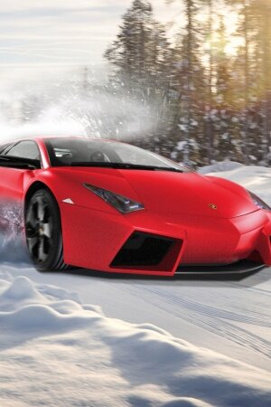 Lamborghini Drifting In Snow Mobile Wallpaper