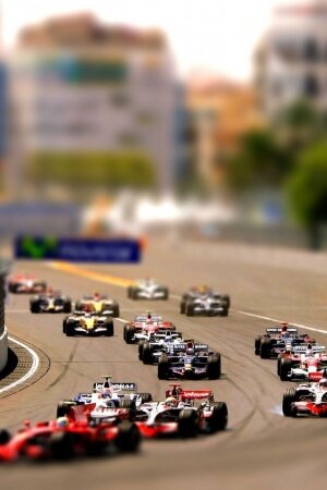 Formula one tilt shift Mobile Wallpaper