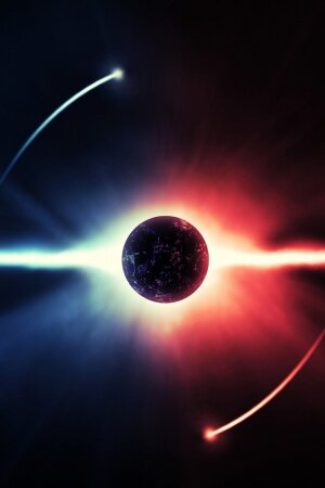 eclipse blue red stars Mobile Wallpaper